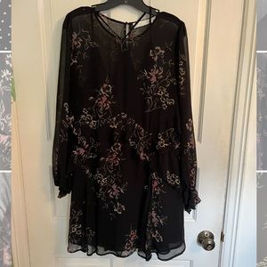 ASTR Sheer Black Flower Dress